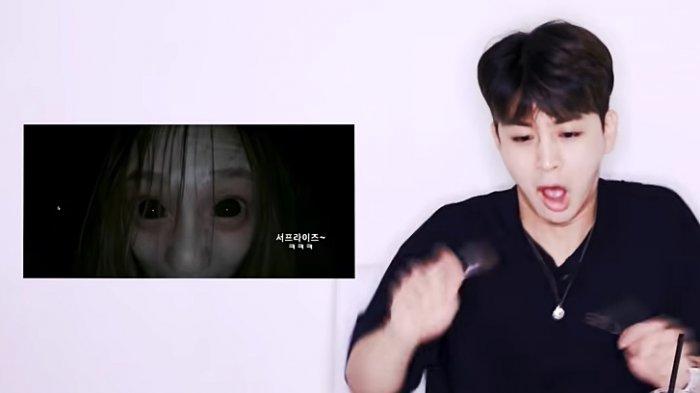 Reaksi Yunhyeong iKON saat menonton cuplikan film horror