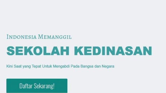 Tangkapan layar dari laman portal pendaftaran sekolah kedinasan 2020