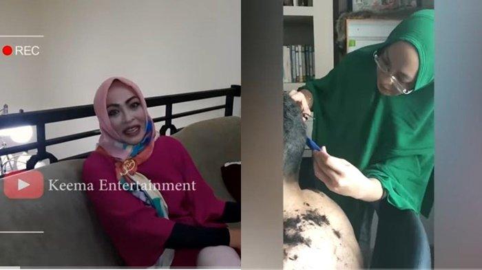 Momen Angelina Sondakh potong rambut sang anak Keanu Massaid secara langsung. (Tangkapan Layar (YouTube Keema Entertainment)