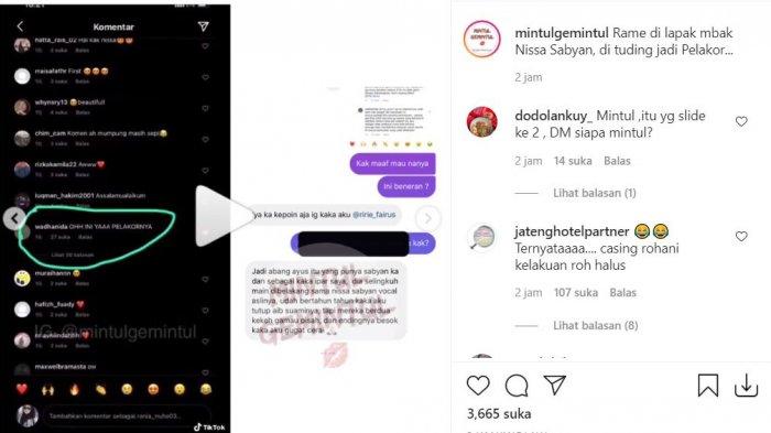 Unggahan @mintulgemintul terkait isu Nissa Sabyan menajdai pelakor
