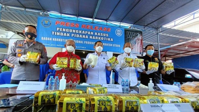 Rilis pengungkapan sabu seberat 20 kg dari BNNP Kaltara, Rabu (26/5/2021). TRIBUNKALTARA.COM/ANDI PAUSIAH