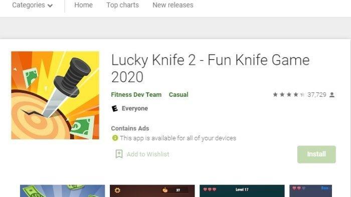 Aplikasi penghasil uang Lucky Knife yang bisa diunduh di Google Play Store