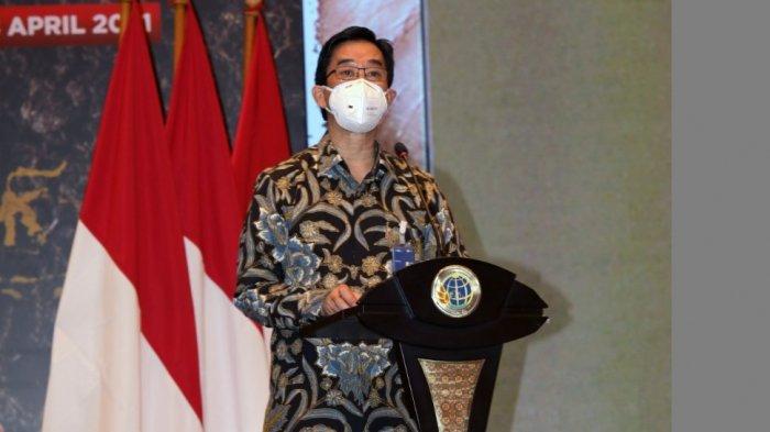 Dirut PLN Zulkifli Zaini memberikan sambutan pada acara penyerahan bantuan sarana dan prasarana kepada Kementerian ATR/BPN, berupa PC, laptop, dan printer sebanyak 1.545 unit.