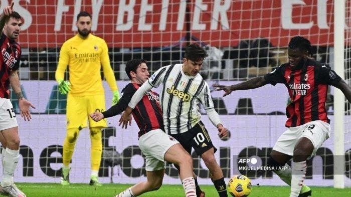 Aksi Paulo Dybala saat Juventus melawan AC Milan