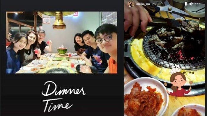 Felicia terlihat merayakannya dengan makan malam bersama keluarga Jumat (2/4/2021).