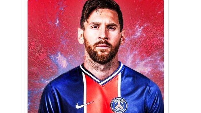 Foto Lionel Messi dengan jersey PSG yang dicuit oleh kerabat Presiden Nasser Al Khelaifi.