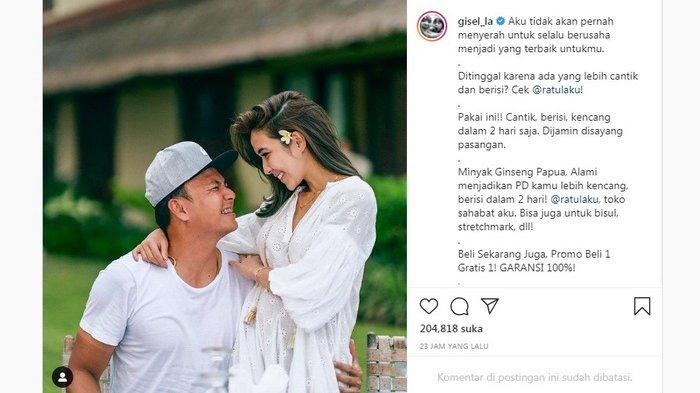 FOTO MESRA GISEL - Gisella Anastasia alias Gisel mengunggah foto mesranya dengan sang pacar Wijaya Saputra atau Wijin dengan