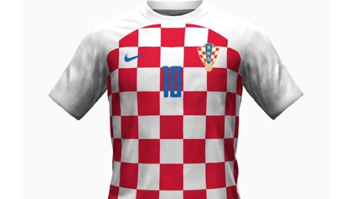 Prediksi desain jersey kandang Timnas Kroasia untuk Piala Dunia 2022.