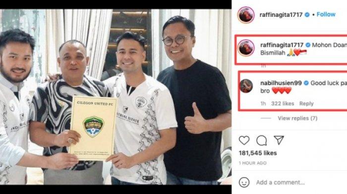 Nabil Husein beri komentar di unggahan Raffi Ahmad.
