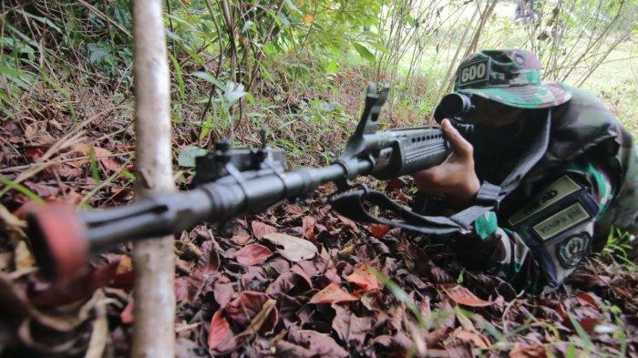 Prajurit TNI AD saat Latihan Bersama (Latma) Garuda Shield ke-15 tahun 2021 antara TNI AD dengan US Army mulai digelar Kamis (5/8/2021).