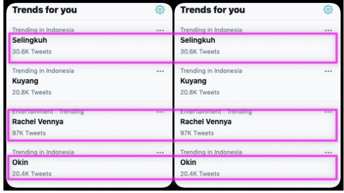 Rachel Vennya, Okin, dan selingkuh trending topic Twitter, Rabu 3 Februari 2021