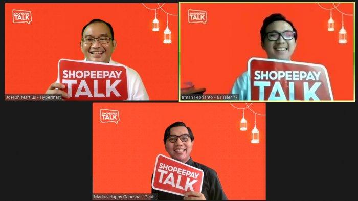 Talk show dihadiri Joseph Martius, Head of Marketing and Promotion PT Matahari Putra Prima Tbk, Irman Febrianto, Marketing Manager Es Teler 77, dan (bawah) Markus Happy Ganesha, Head of Marketing and Communication Geulis