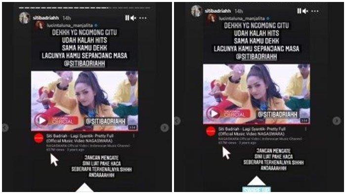 Sibad posting ulang unggahan Lucinta Luna tangkap layar Lagi Syantik YouTube