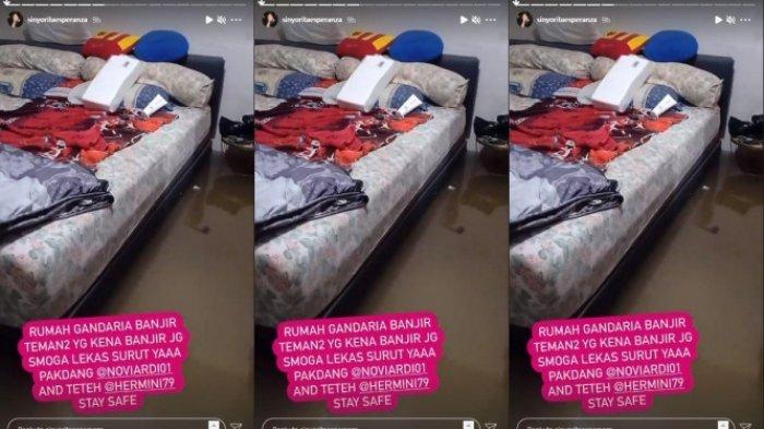 Selain Irish Bella dna Nicky Tirta, rumah milik Sinyorita Esaperanza juga menjadi korban banjir Jakarta hari ini.