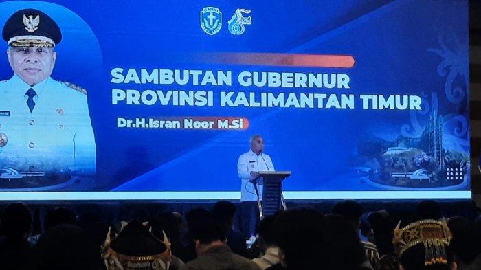 Gubernur Kaltim Isran Noor hadir dan memberikan sambutan pada acara malam syukuran Dies Natalis ke-60 GAMKI di Swiss Bell Kotel, Balikpapan, Sabtu (21/5/2022.