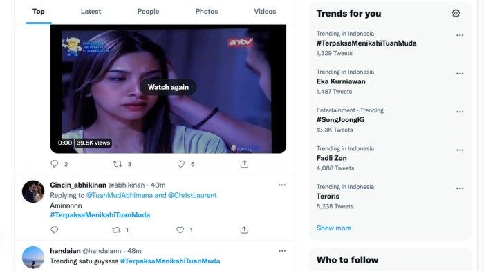 Trending #TerpaksaMenikahiTuanMuda di Twitter, Rabu 6 Oktober 2021