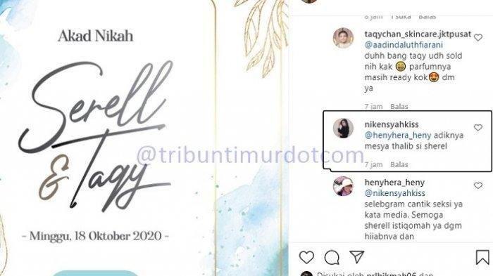 Undangan pernikahan Taqy Malik dan Sherel Thalib Minggu 18 Oktober 2020