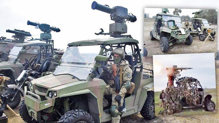 Pasukan Ukraina menggunakan kendaraan jenis buggy yang menggunakan sistem rudal anti-tank dipandu Stugna-P (ATGM) yang dipasang di atap dalam pertempuran berkelanjutan mereka melawan baju besi Rusia.