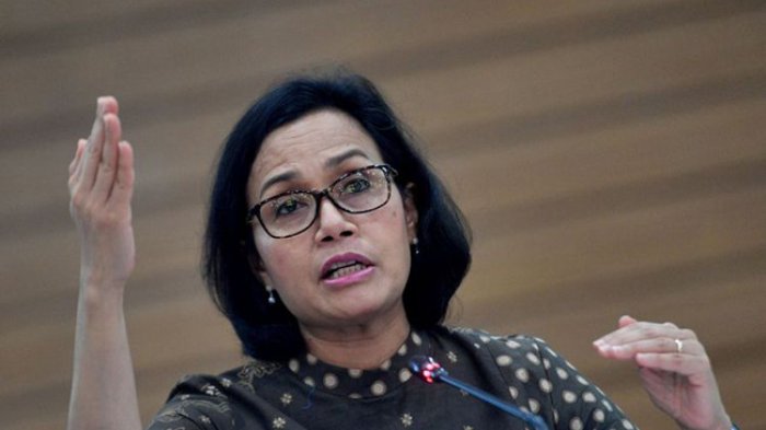 Menteri Kuangan Sri Mulyani, Sri Mulyani, memberikan keterangan kepada wartawan terkait realisasi APBN triwulan pertama 2018 di Kementerian Keuangan, Jakarta, Senin (16/4/2018).