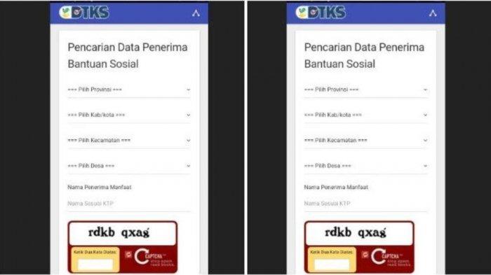 Kolom Pencarian Data Penerima Bansos Tunai di cekbansos.kemensos.go.id.