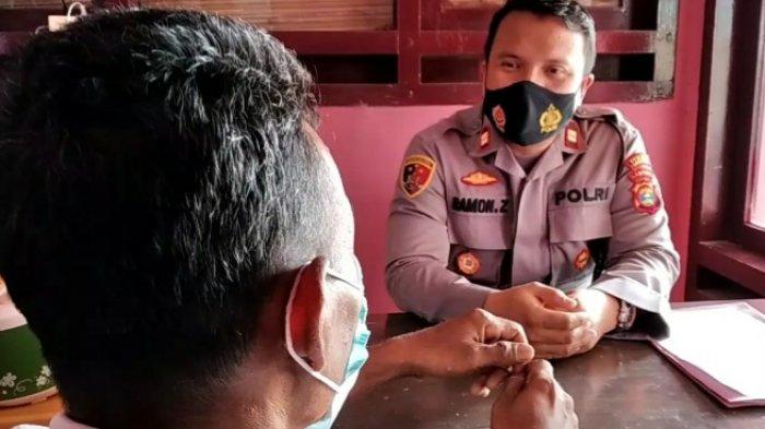 Polsek Pulau Panggung memeriksa MS, pria yang membacok istrinya.