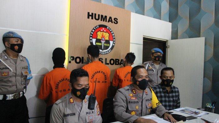 DITANGKAP: Tiga kawanan begal sadis ditangkap Polres Lombok Barat, diperlihatkan dalam keterangan pers, Kamis (4/2/2021).