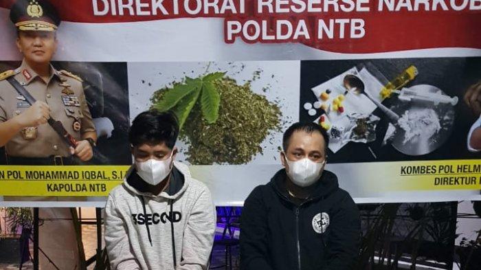 OPLOSAN: Dua orang tersangka pembuat obat oplosan ditangkap tim Polda NTB, Selasa (20/7/2021). (Dok. Polda NTB)