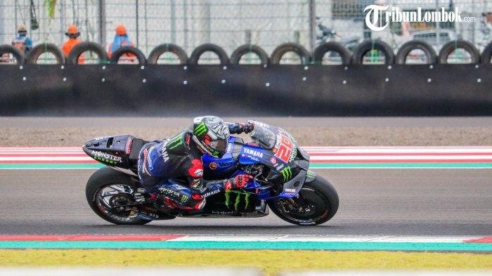 Pembalap Monster Energy Yamaha Fabio Quartararo menjajal Sirkuit Mandalika, saat tes pramusim MotoGP, 11-13 Februari 2022.