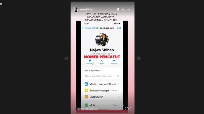 Unggahan Najwa Shihab soal dugaan penipuan yang mencatut namanya.