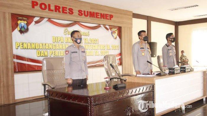Sosialisasi Dipa RKA-K/L, Penandatanganan Pakta Integritas dan Perjanjian Kinerja Polres Sumenep TA. 2021, Kamis (7/1/2021).