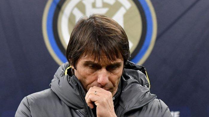 Ekspresi pelatih Inter Milan, Antonio Conte.