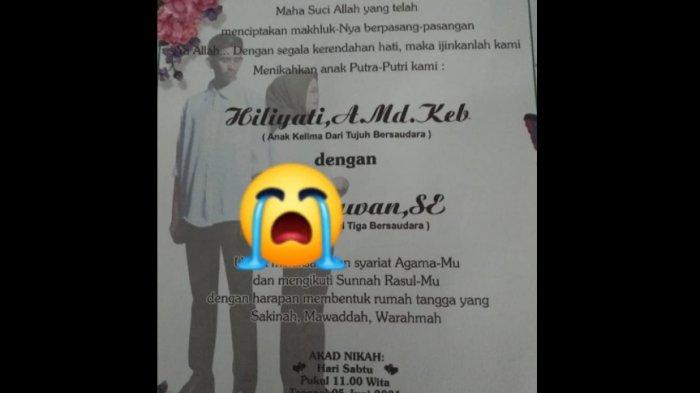 Foto undangan pernikahan bidan Hiliyati bidan Pangkep, akad nikah 5 hari lagi namun ia meninggal kecelakaan di Labakkang