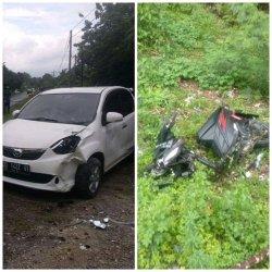 Gara-gara Jalan Berlubang, Mobil Tabrak Motor di Bone