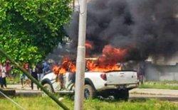 Mobil Triton di Rantepao Toraja Utara Meledak Lalu Terbakar