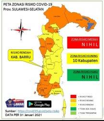 Rendah Penyebaran Virus Covid-19, Kabupaten Barru Masuk Kategori Zona Kuning