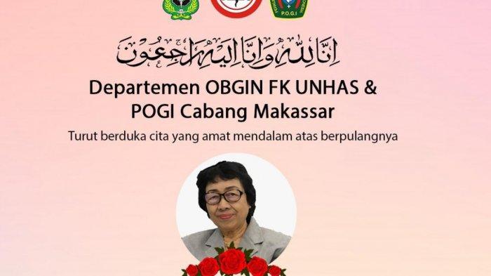 Prof Nuraeni Malawat, Guru Besar Unhas di Fakultas Kedokteran meninggal dunia dalam kondisi positif Covid-19 di Makassar, Rabu (6/1/2021).
