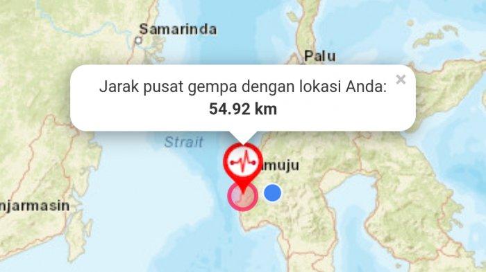 Pusat gempa di Kabupaten Majene, Sulawesi Barat