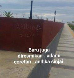 Belum Diresmikan, Pedestrian Bira Timur Sudah Dicoreti 'Andika Sinjai'