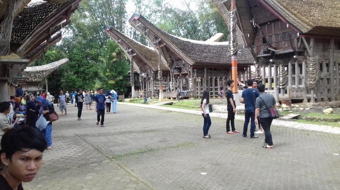 Ribuan Wisatawan Nusantara (Wisnus) memadatadi objek wisata di Kecamatan Kesu, Toraja Utara