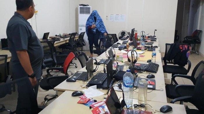 Foto Suasana Markas Pinjol Ilegal di Manado Sulawesi Utara saat Digerebek Polda Sulut
