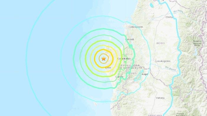Gempa 6,4 SR di Lebu, Chili, Minggu 13 November 2022 siang.