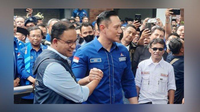 Gubernur DKI Jakarta Anies Baswedan dan Ketua Umum Partai Demokrat Agus Harimurti Yudhoyono di Kantor DPP Partai Demokrat, Jakarta, Jumat (7/10/2022). Pertemuan dengan AHY disebut Anies sebagai penanda ia dan partai Demokrat untuk jalan bersama-sama ke depannya.