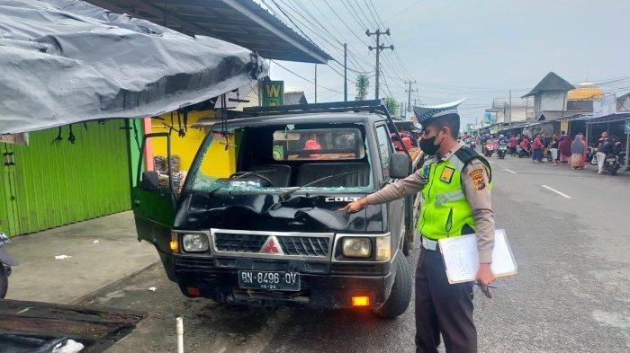 Kondisi kendaraan Surdianto yang menabrak pengendara sepeda ontel hingga meninggal dunia di Jalan Depati Hamzah, Kecamatan Bukit Intan, Kota Pangkalpinang, Jum'at (25/11/2022).