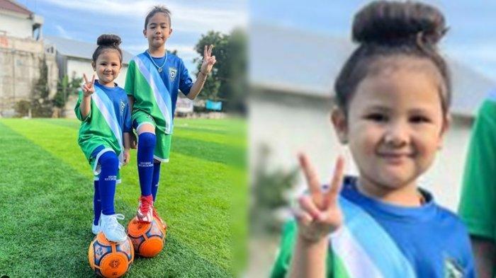 Potret Sea Dedari anak artis Ryan Delon dan Sharena, saat main sepak bola bareng sang kakak, Ryshaka