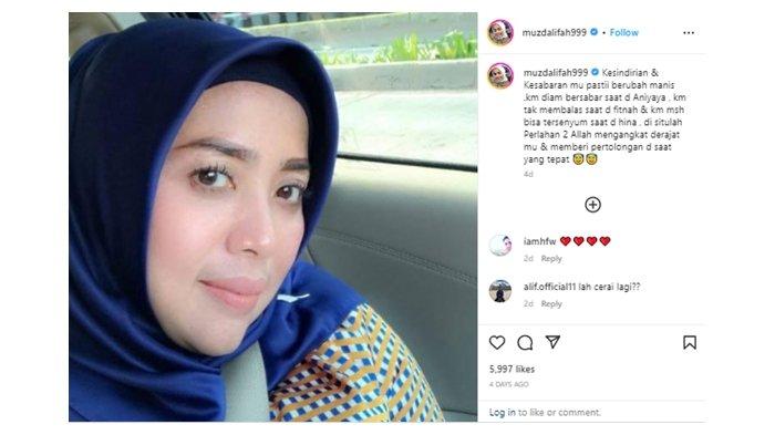 Unggahan Muzdalifah setelah hapus foto Fadel Islami di feed Instagram