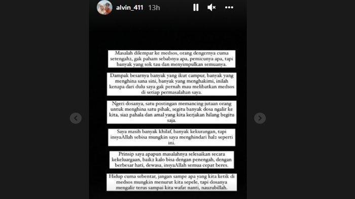 Alvin Faiz minta sudahi keributan di sosmed.
