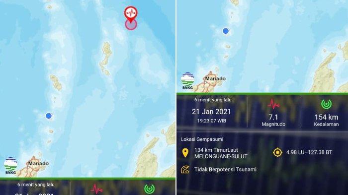 Kolase Gempa Bumi 7,1 Magnitudo Guncang Sulut.