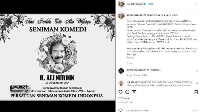 Eko Patrio kabarkan Ali Nurdin meninggal.