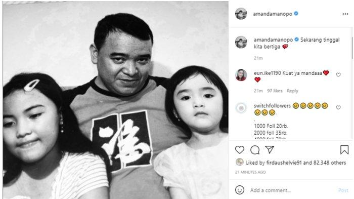 Foto Amanda Manopo saat masih kecil, bersama kakak dan ayahnya; diunggah 29 Juli 2021