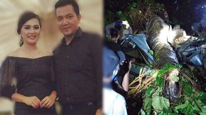 Gledyes Tadete sekretaris Kecamatan Siau Timur dan suami Gerlfrits Lumintang tewas usai mobil tertimpa pohon besar